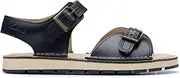 [Clarks] Premium Girls Playsunreef K. Flat Sandal, Navy Leather, 11 UK, Navy Leather, 11.5 US