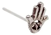 Nose Stud Hamsa Hand 925 Silver Hamza Nazar 22g (0.6mm) 10mm L Bendable
