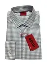 Hugo Boss Men Slim fit Dress Shirt Large 16 in Long Sleeve Blue Plaid