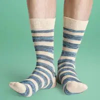 在飛比找博客來優惠-『摩達客』瑞典進口【Happy Socks】白藍灰橫紋中統襪