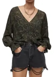 ALL SAINTS PENNY TAMORA HIGH LOW LONGSLEEVE SHEER TOP Size 2 NWT $219