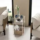 Clear NightStand Table Small Bedside Table Storage Shelf 3 Tier End Table