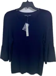 Preston & York Size Small Ansley Knit Navy Sweater With Flare Sleeve FREE SHIP!