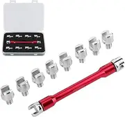 Akozon Universal Adjustable Wheel Spoke Torque, Motorcycle Spoke Wrench CNC Spanner Set 5.0-6.8 Length 93mm/3.7in for Most Motorbike (C (Red))