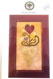 Full Circle Designs POSEY POCKET Cross Stitch Chart w/wool fabric & Buttons
