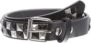 [beltiscool] Kids 1" Snap On Punk Rock Black & Silver Star Studded Checkerboard Leather Belt