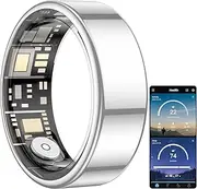 (Newly Upgraded), Wearable Fitness Smart Ring Health Tracker, Sleep Quality & Heart Rate & Blood Oxygen Monitoring, IP68 Waterproof, No Subscription Fees, Smart Ring,Sliver,Size 11