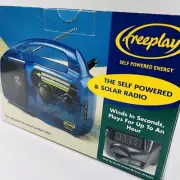 Freeplay SELF POWERED & SOLAR RADIO AM/FM Wind Crank Up Transparent Blue VTG NEW