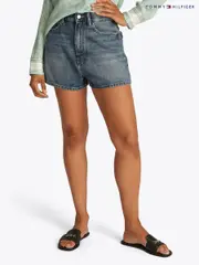 Tommy Hilfiger Blue Denim Mini Flare Shorts (F55220) | $254