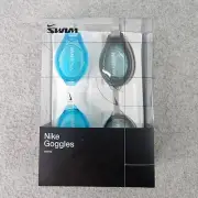 Nike Swim Active Goggle UV Blocking Lens Adult 2-Pack Blue/Gray Adjustable Nose