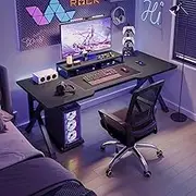 Large Gaming Desk, Black PC Computer Desk, Ergonomic Home Office Desk with Carbon Fiber Surface Gaming Table Workstation for Gift Idea (Black, 100CM)