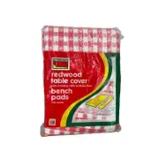 New Vintage Velsco Picnic Table And Bench Cover Set Red White Check Padded