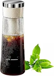 Portable Cold Brew Coffee Maker - 750ml Glass Iced Coffee & Tea Brewer with Stainless Steel Filter - Leak-Proof Design for Home & Outdoor Use(White)