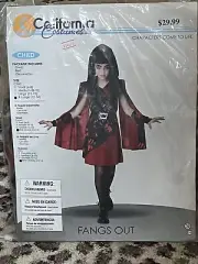 Girls Vampire Halloween Costume - Fangs out - Child XL 12-14 New in Package