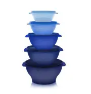 Tupperware Blue Servalier 5 Bowl Set With lids