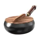 Cast Iron Woks Hand-Forged Wok Pan Non Stick with Anti-Scalding Handle 9.45 in