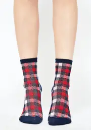 Navy Teenage Tycoon Plaid Socks