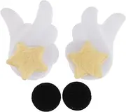 X AUTOHAUX Motorcycle Helmet Accessories Decoration Double-Layer Star Wings for Motorcycle Bicycle Skiing Helmets White Fabric Sticker 1 Set
