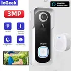2K Wireless Video Door Bell Audio Intercom System Monitor Doorbell Camera Kit