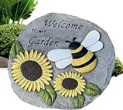 yanzisura Garden Stones Decorative, Bee and Sunflower Stepping Stone, Resin Exquisite Adorable Garden Stones Decorative for Outside, Garden Walkway, Yard Art, Landscaping, Yard