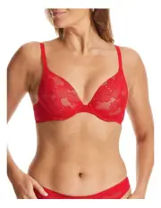 [Fine Lines] Weightless Padded Plunge Bra in Flame