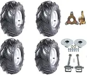 YC Yier Complete Steering Knuckle with Wheel Hubs Assembly and ATV Go Kart Quad Buggy 7 Inch Tire Rim Front Rear Wheels 16x8-7 Tires on Rims 3 Lug Pattern for Lawn Mower Drift Trike 110cc 125cc