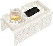 Sofa Cup Holder Tray - Armrest Clip On Table, Anti-Spill Drink Holder with Remote Storage | Portable Sofa Arm Tray Organizer for Home RV Car, Outdoor Picnic Beach, Living Room