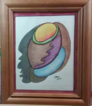 Modern Art 8x10 ColoredPencilFramed Sketch "The Warrior" Artist Mary Beth Lester