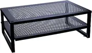 Metal Monitor Stand Riser with Extra Shelf | Ideal for PC Screen, Laptop, and Computer Use in Home and Office | Vented Design | Black