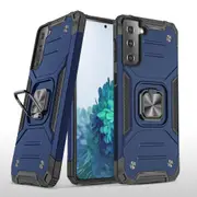MCC Shockproof Samsung Galaxy S22 5G Heavy Duty Case Cover Ring Holder [Dark Blue]