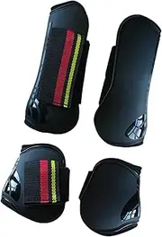 Perfeclan 4 Pieces Horse Tendon Boots Leg Wraps Set Practical Protection Gears Leg Gear for Cross Country Riding Sessions Equine Sports, Black