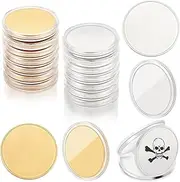 WEBEEDY 20 PCS Blank Challenge Coin Engraving Blanks Coin Metal Stamping Blank Coin 40 mm Round Tags Threaded Edged Coin with Acrylic Protection Box for DIY Crafts Engraving,Gold and Silver,