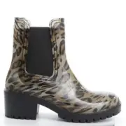 NEW Catherine Malandrino Rabita Chelsea Rain Boot Rubber Leopard Heel 7