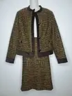 Talbots Womens 2 Piece Skirt 8 Suit Set Brown Confetti Tweed Blazer 6 Lined