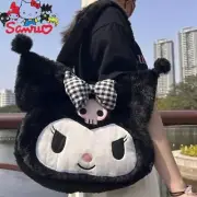 ✨Hello Kitty Oversized Kawaii Plush Shoulder Bag Purse Tote, CUTE-Black, Kuromi