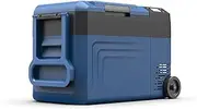 Blue Color 12v 24v Dc Compressor Cooling Mobile Car Fridge Freezer With Wheels Handle