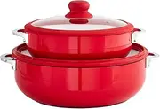 IMUSA USA CHI-80684 CH 2pc Ceramic Caldero, Red