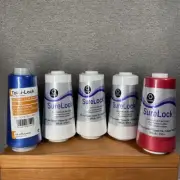 Mixed Lot 5 Spools Surelock & Toldi-Lock Red, White, Blue Polyester Cone Thread