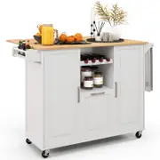 Costway Mobile Kitchen Island Trolley Buffet Sideboard White