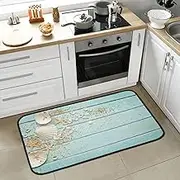 Kitchen Mat, Sea Ocean Seashell Starfish Kitchen Rug, Non-Slip Cushioned Anti Fatigue Floor Mat Absorbent Kitchen Runner Entrance Welcome Mat for Bathroom Hallway Farmhouse Dining Room 39x20 in