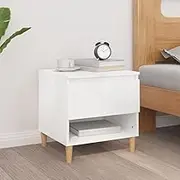Bedside Table High Gloss White 50x46x50 cm Engineered Wood Bedroom Storage