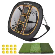 Golf Chipping Net with Tri - Turf Golf Hitting Mat, Golf Swing Practice for I...