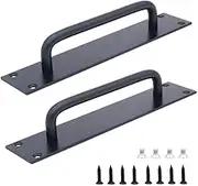 Set of 2 NUZAMAS Aluminum Alloy Sliding Door Handles, Fire Door Handles, Cabinet Door Round Handles, Pull Push Open, 20cm X 4cm (7.8 inch X 1.5 inch), Black Color