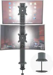 HEMUDU Dual Monitor Articulating Desk Mount Arm Stand - Vertical Stack Screen...