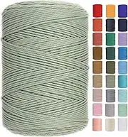 GOHOHOF Macrame Cord 3mm x 546yards Natural Macrame Cotton Rope Colored Macrame Rope Soft Cotton Cord Macrame Supplies Craft Rope Macrame Yarn for Plant Hanger Wall Hanger Dreamcatcher(Pea Green)