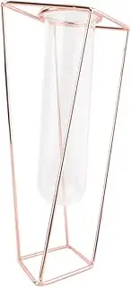 BESPORTBLE 1Pc Geometric Iron Art Flower Planter Hydroponics Glass Tube Vase for Home Decor Rose Gold Without Flowers Stylish Frame Planter for Unique Plant Displays
