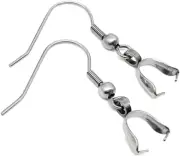50PCS Stainless Steel Pendant Clasp Earring Hooks Ear Wire Buckle Fish Hooks for