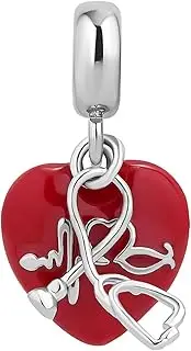[SBI Jewelry] Best Doctor Stethoscope Charm for Bracelet Women Heart Beats Girls Anniversary Birthday Compatible with Pandora Bracelet, Non-Precious Metal, No Gemstone