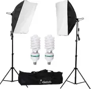 Photography Softbox Continuous Lighting 2x135W Soft Box Light Stand Studio Kit