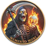 Memento Mori Challenge Coin – Grim Reaper & Hourglass Design with ‘Life is Brief!’ – A Striking Reminder of Life’s Fragility